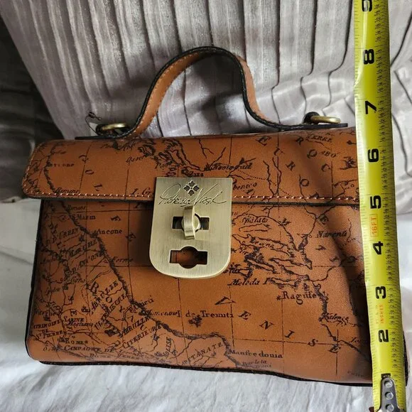 Patricia Nash Brown Signature Map Carisbrooke Riot Rust Satchel Set 4pc Set - Picture 13 of 17